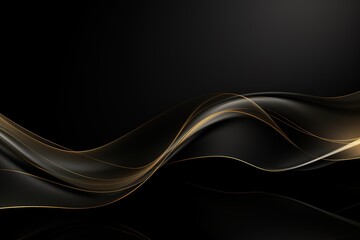Abstract black and gold wave background with copy space.