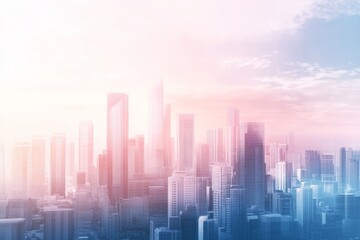 Fototapeta premium Cityscape at Dusk with a Soft Glow