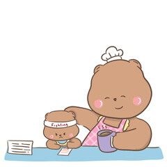 a little bear with momy