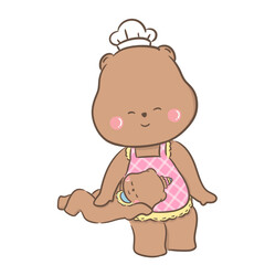 a little bear with momy