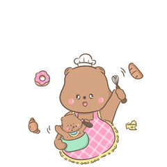 a little bear with momy