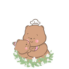 a little bear with momy