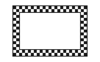 Checkered rectangle frame. Square race checker flag pattern. Checkerboard geometric pattern. Black and white rally chess square pattern. Finish race frame. Vector illustration on white background.