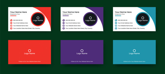 Creative modern simple double-sided business card template. Personal visiting card. Vector illustration.