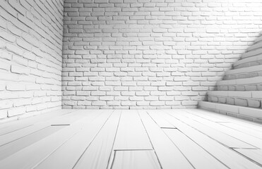 Fototapeta premium white brick wall room, white texture with sunlight from the side