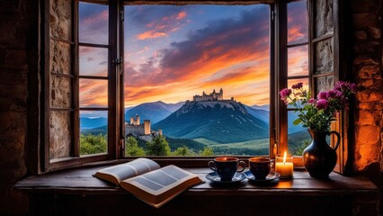 Castle View: A Cozy Evening of Melancholy and Magic Through the Window