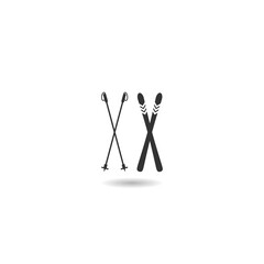 Simple Skis icon with shadow