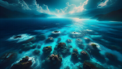Aqua blue sea water background