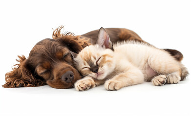 Obraz premium cocker spaniel and tonkinese generated by AI