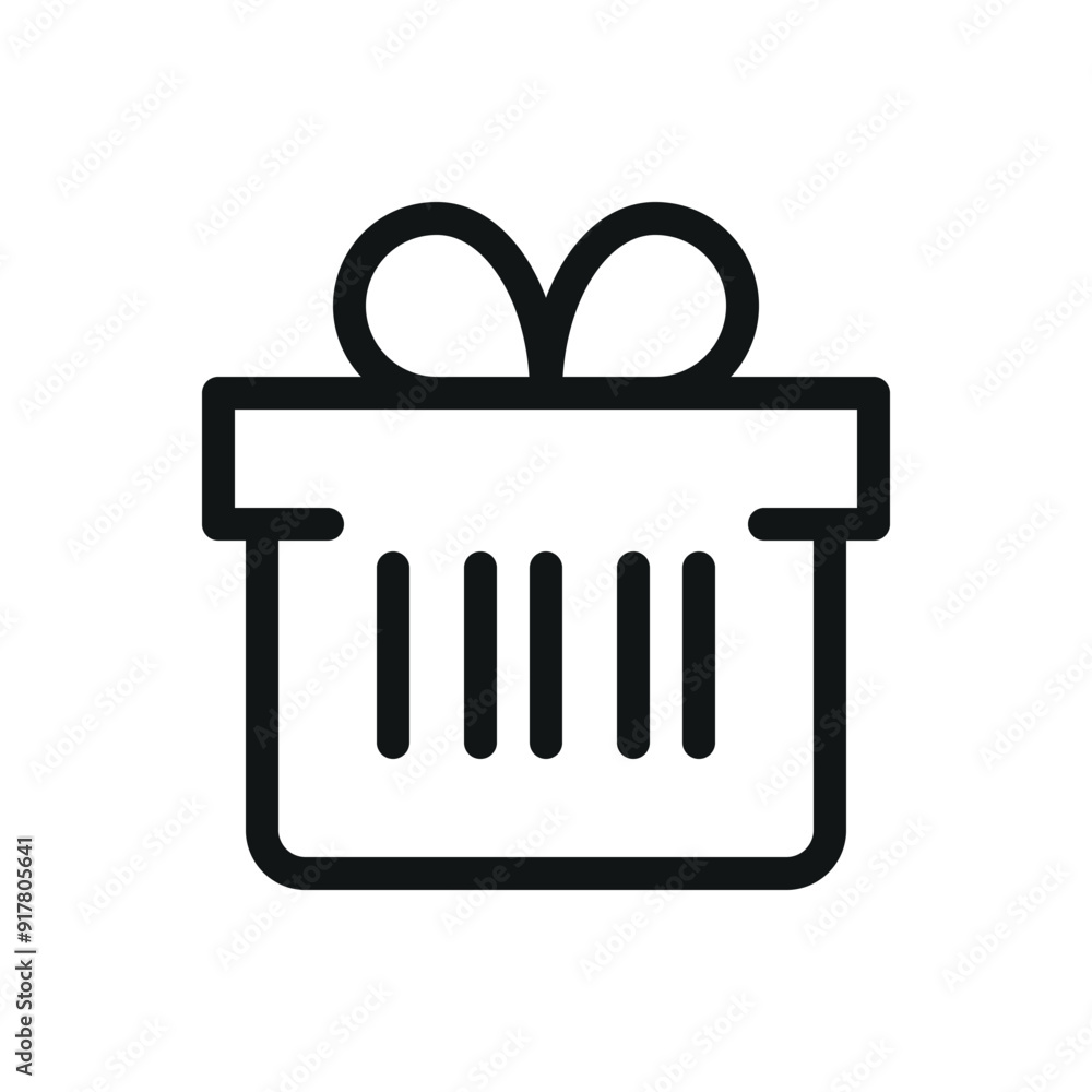 Poster gift box bar code isolated icon, scan gift code vector symbol with editable stroke