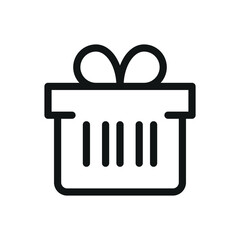 Gift box bar code isolated icon, scan gift code vector symbol with editable stroke