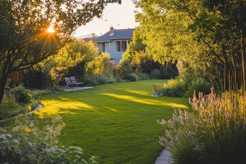 Serene Backyard Oasis at Sunset