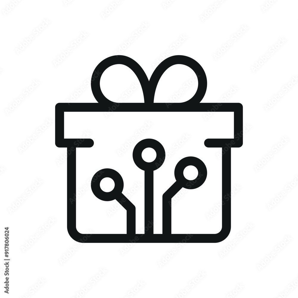 Wall mural Digital gift box isolated icon, generating gift ideas vector symbol with editable stroke