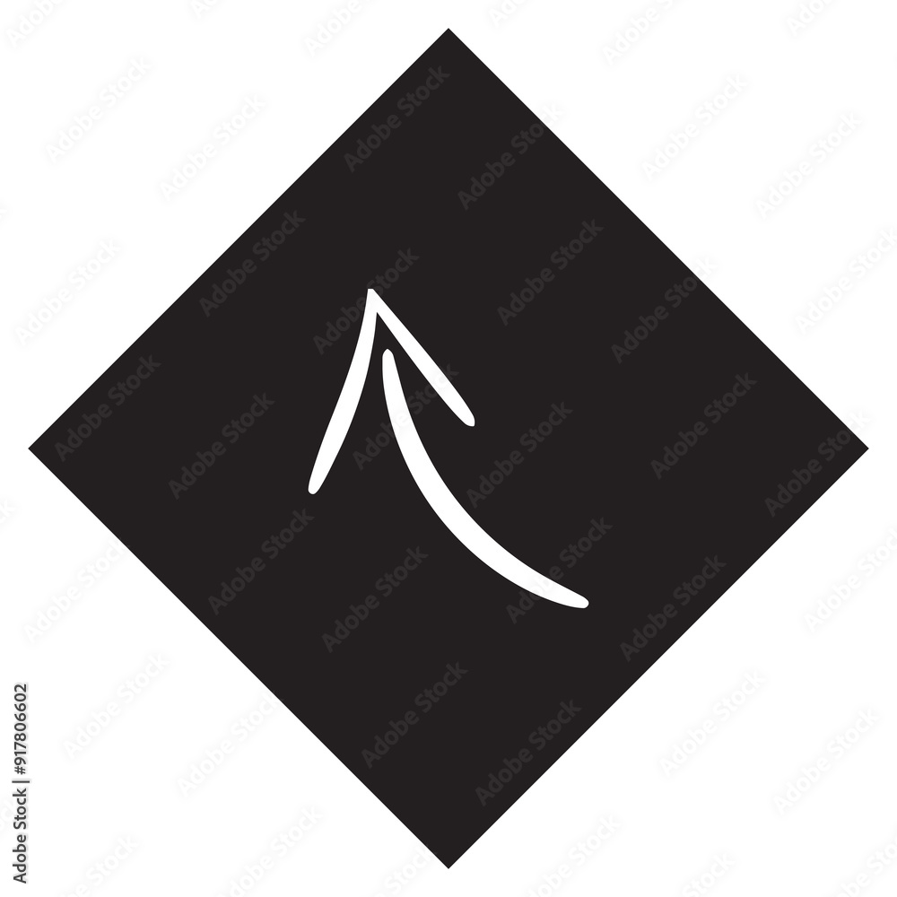 Poster curved arrow icon vector. arrow pointer logo design. arrow up vector icon illustration in rhombus is
