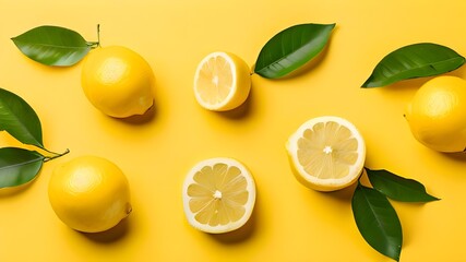 Lemons on yellow background
