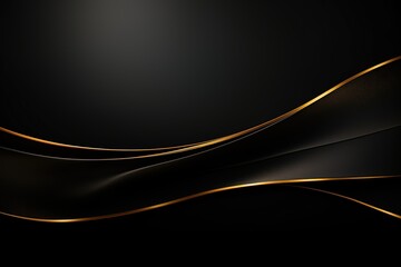 Abstract black background with golden lines.