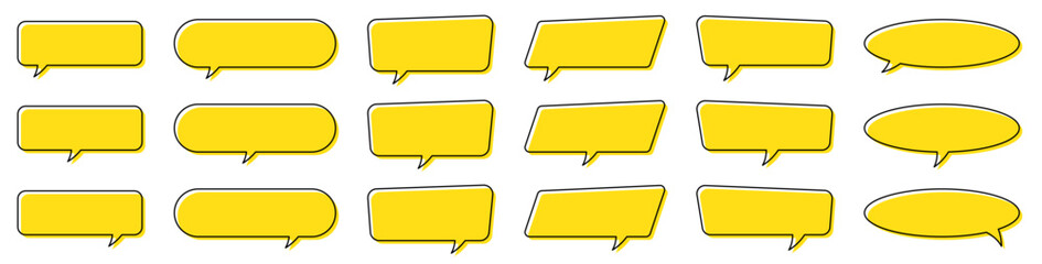 Chat bubble in yellow, quote background, Speech bubble, message box set.