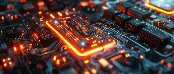 8K quality graphic of a cuttingedge chipset, cyberpunk design, detailed microchip, glowing circuits, and realistic textures