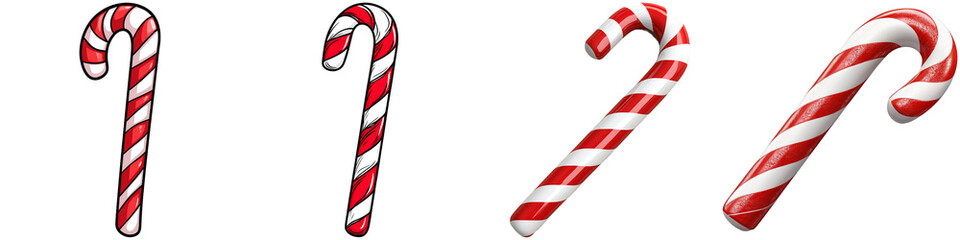 Obraz premium Candy Cane Evolution Sequence on Transparent Background