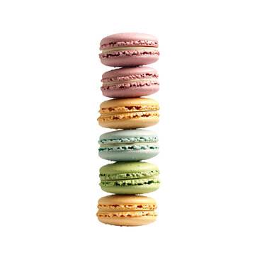 A colorful stack of macarons showcasing delightful flavors and textures, perfect for dessert lovers and culinary enthusiasts.