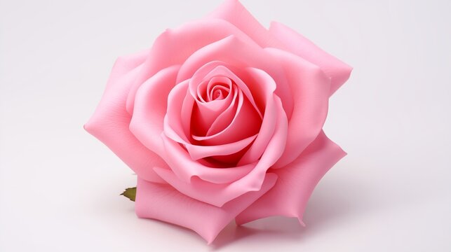 Close-Up Photograph of a Beautiful Pink Rose Blossom on a White Background