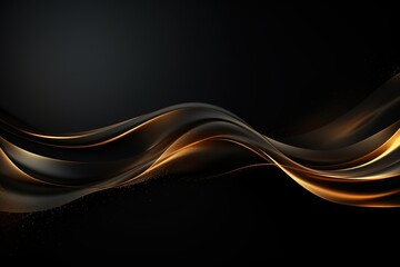 Abstract black and gold wave background with subtle glitter.