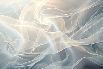 Obraz premium Soft flowing white waves on a light background, creating a serene and elegant abstract composition