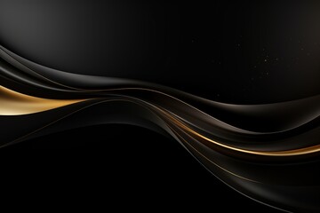 Abstract black and gold wave background with subtle sparkle.