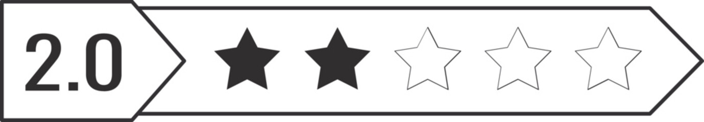 Fototapeta premium Two Stars Rating vector illustration perfect for product reviews, user ratings, feedback systems, and evaluation graphics.