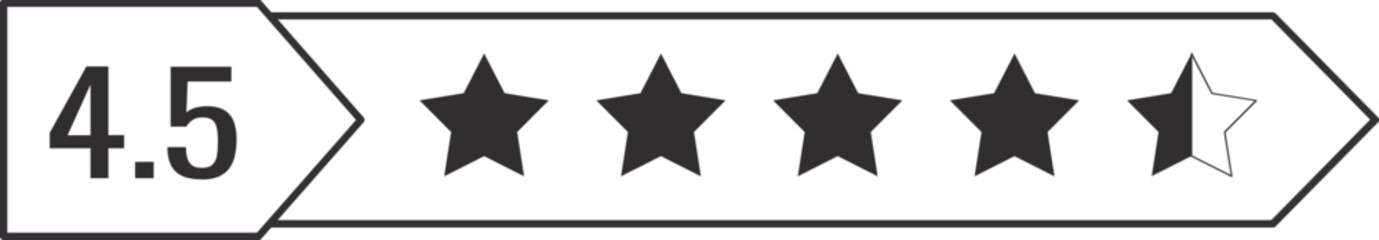 Obraz premium Four and a half Stars Rating vector illustration perfect for product reviews, user ratings, feedback systems, and evaluation graphics.
