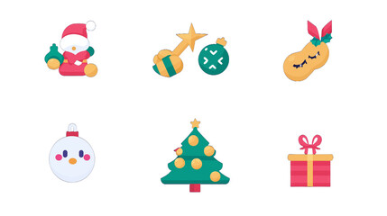 Fototapeta premium シンプルでかわいいクリスマスアイコンセット | SNS・デザイン・ギフト用素材
