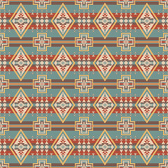 Colorful vintage Native American pattern. Vector aztec southwestern geometric shape seamless pattern. Ethnic geometric pattern use for fabric, textile, home decoration elements, upholstery, wrapping.