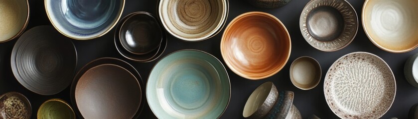 Collection of various ceramic bowls in different colors and patterns.