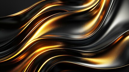 Abstract black and gold wave pattern.