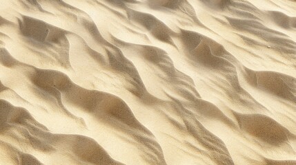 Obraz premium Rippled Desert Sand Texture, Beige Grains, Top View, Summer Beach Backdrop, Space for Text