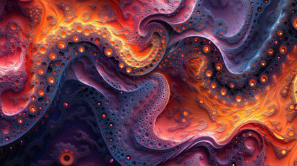 Obraz premium Intricate Fractal Patterns Resembling Flames in Rich Colors