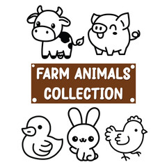 cute farm animals vector illustration graphic