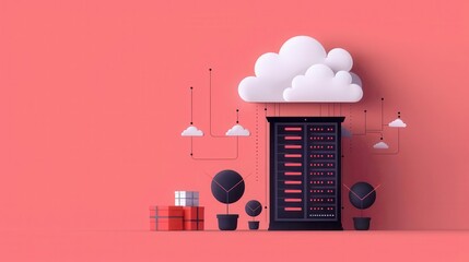 Black Friday cloud infrastructure, holiday deals, flat design