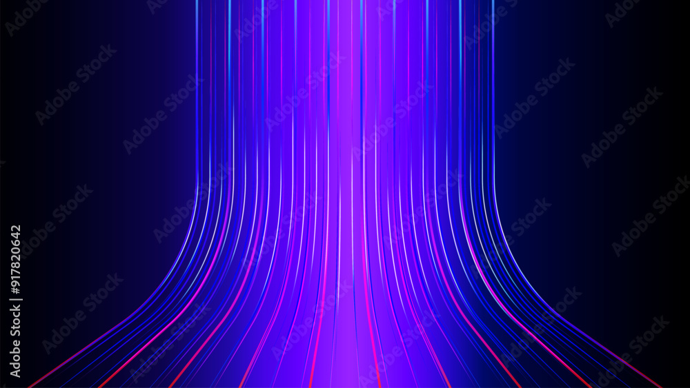 Poster lines speed vertical curved flowing, digital tech abstract background