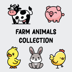 cute farm animals vector illustration graphic