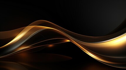 Abstract black background with golden waves.