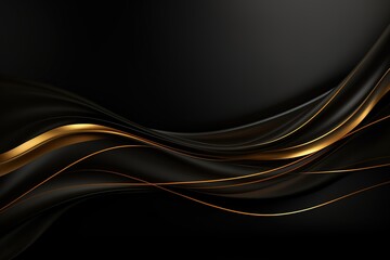 Abstract black and gold waves background.