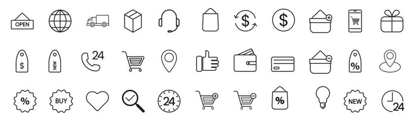 Online Shop Icon set Vector For Web, Presentation, Logo, Icon
