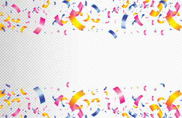 Realistic colorful confetti background.