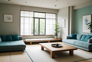 Interior of a living room. luxurious modern living room with a large sectional sofa, a glass coffee table, and a large chandelier hanging from the ceiling