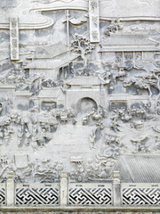 Low relief cement Chinese style handcraft of flower stucco.