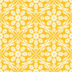 Yellow floral ethnic motif seamless pattern for wallpaper, wrapping and textile.