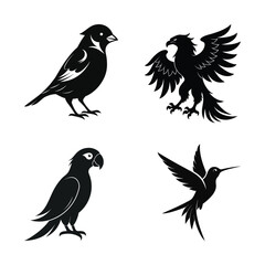 Elegant bird silhouette vector collection.