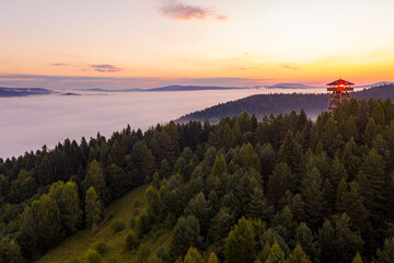 Malnik wschód słońca, Beskid Sądecki, Poland, EU