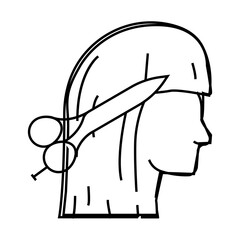 haircutting in salon line icon vector. haircutting in salon sign. isolated contour symbol black illustration